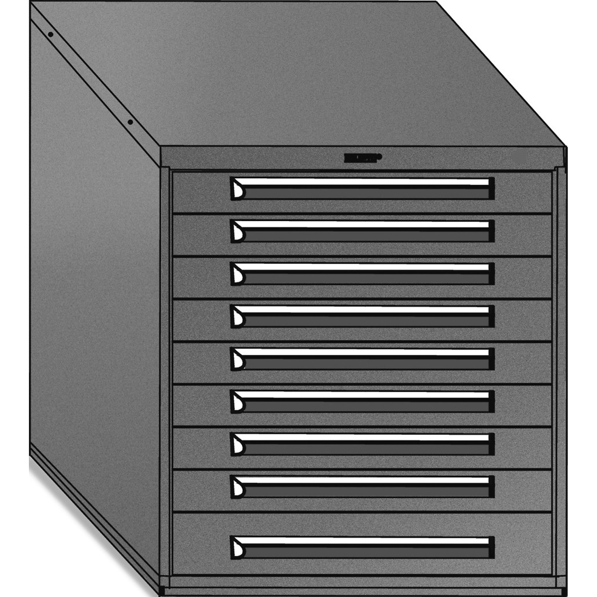 Equipto, 30in. wide Modular Drawer Cabinet- No dividers, Height 33.5 in, Width 30 in, Drawers 9 total -8 3"h,1 4.5"h Model # 4430-BL; Color : Textured Royal Blue